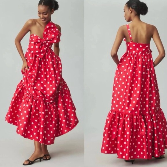 Anthropologie Dresses & Skirts - Anthropology Atsu Sally Bow polka dot midi dress Sz M nwot (20box)
